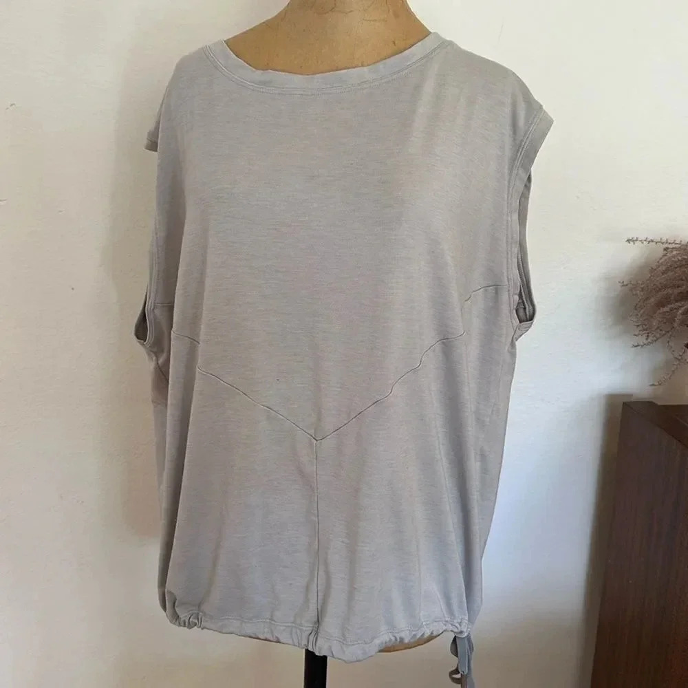 Indygena sz XL grey tank top cinch waist v detail sewn‎ in great condition